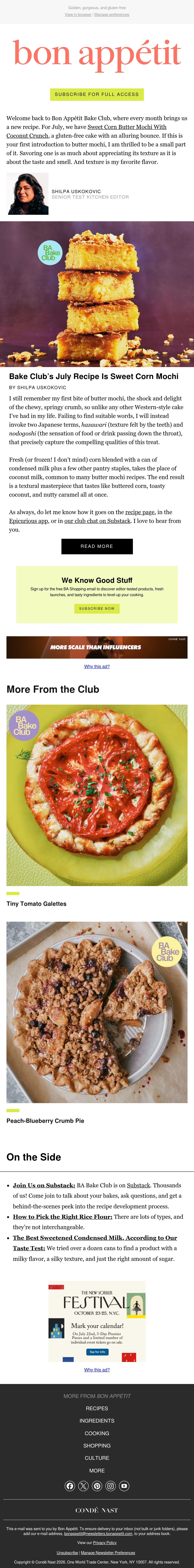 Bon Appétit cooking email