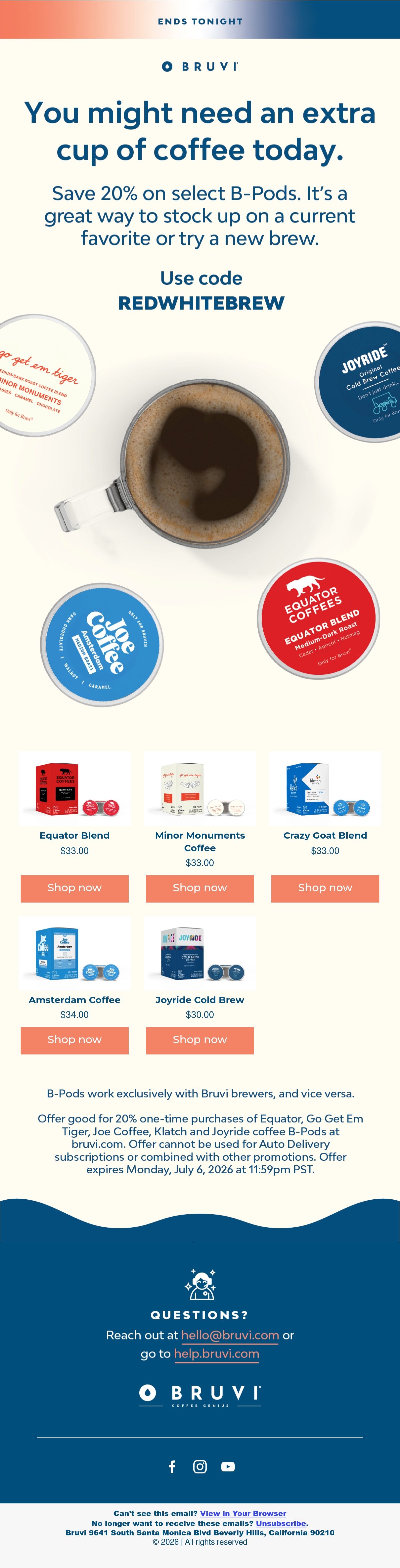 Bruvi | Coffee Genius 4th of july email