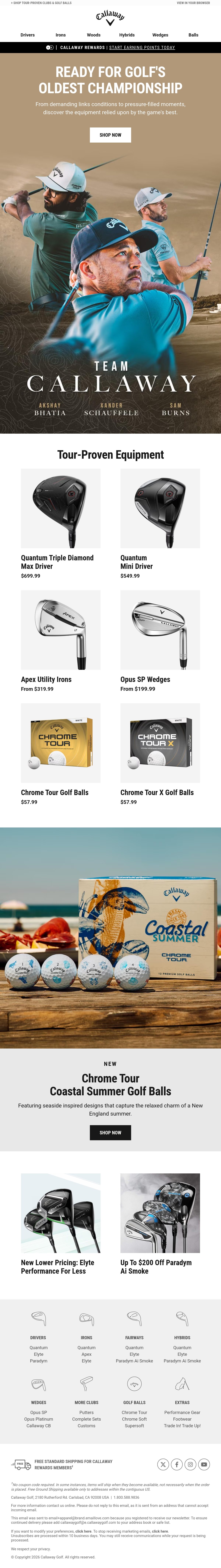 Callaway Golf golf email