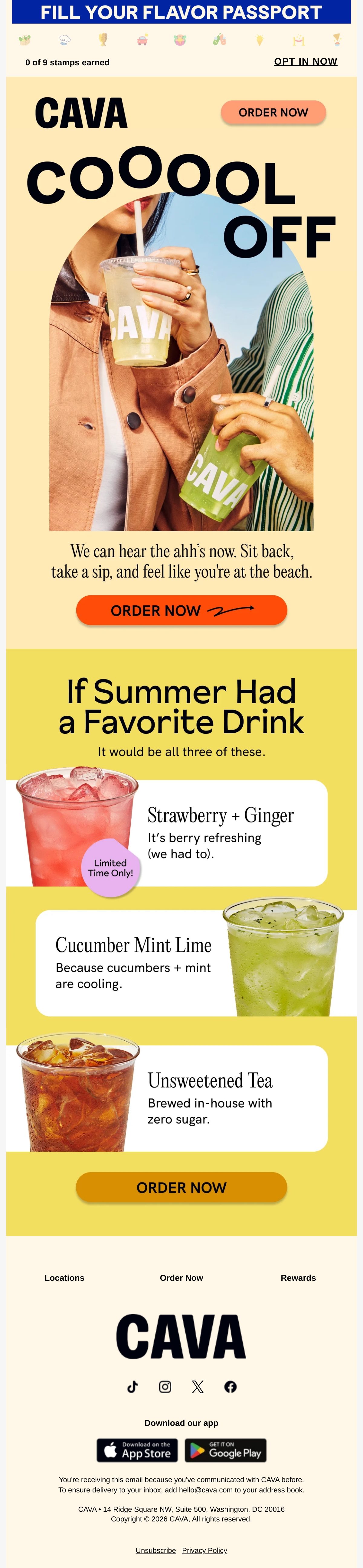 CAVA Rewards restaurant email