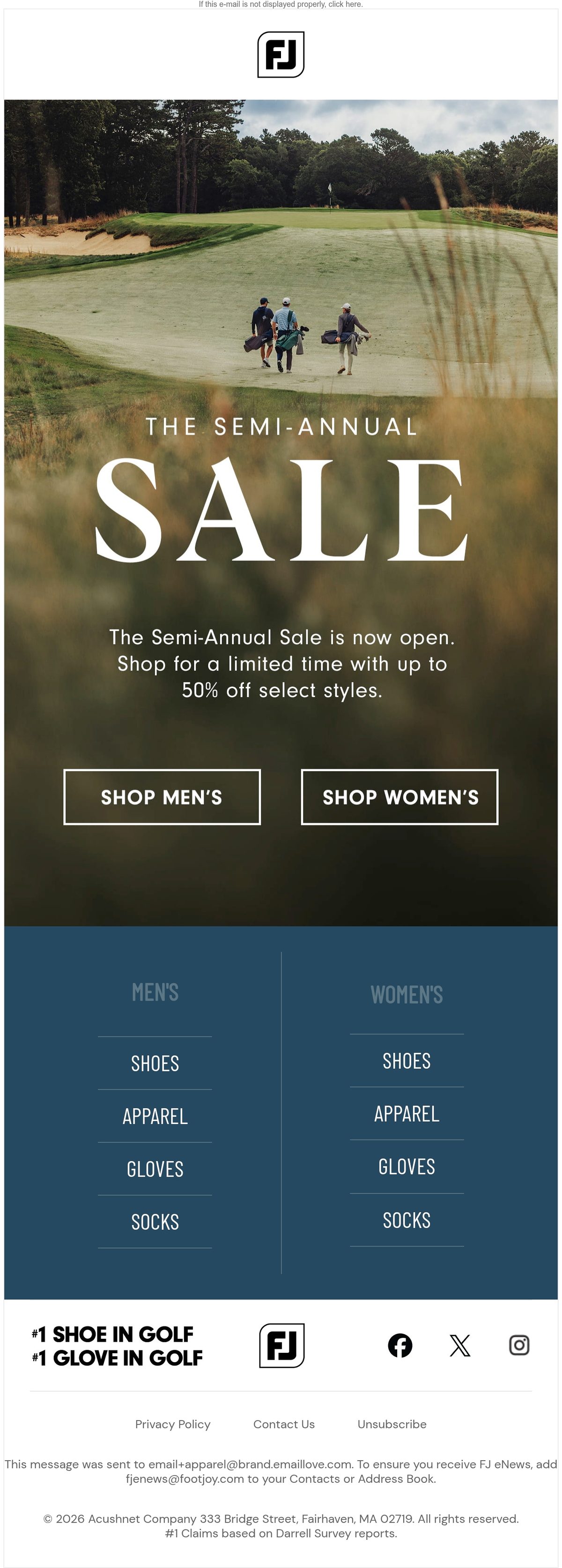 FootJoy golf email