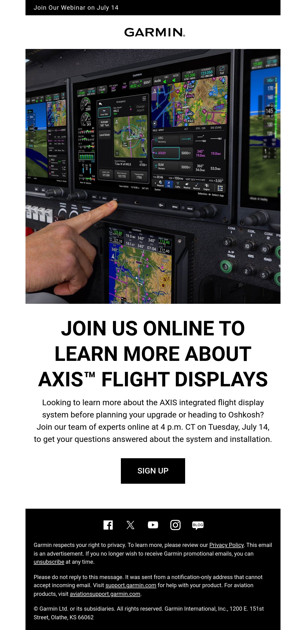 Garmin webinar email