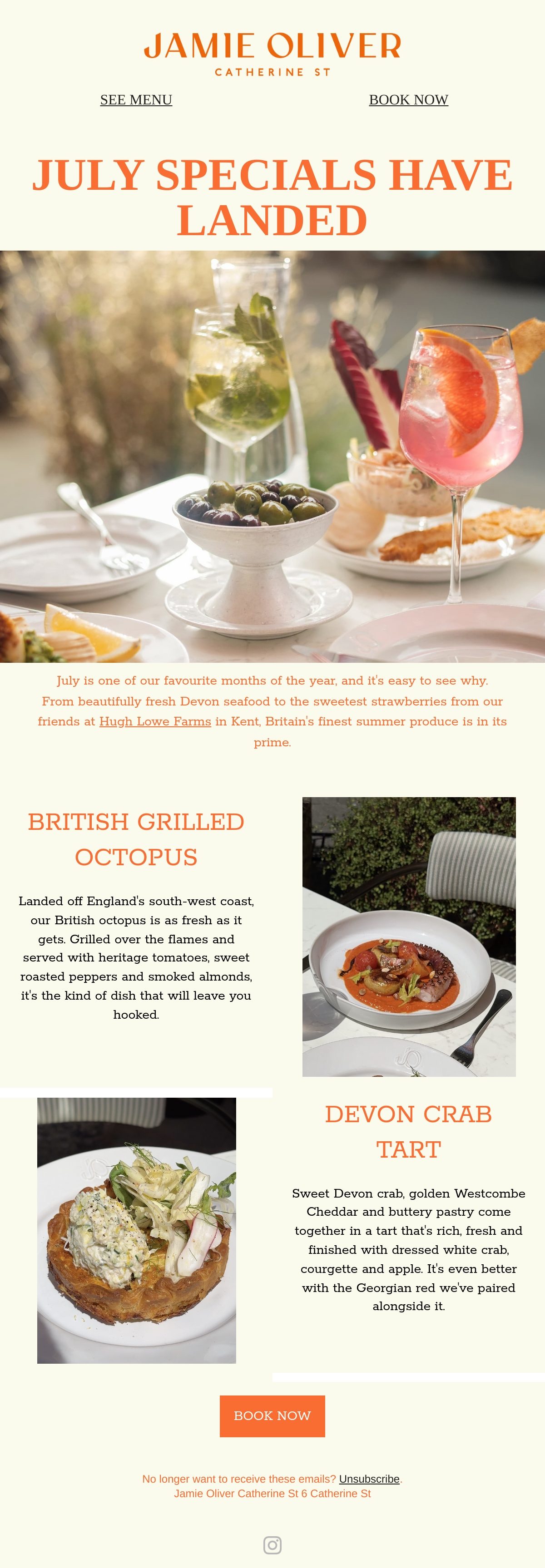 Jamie Oliver Catherine St restaurant email