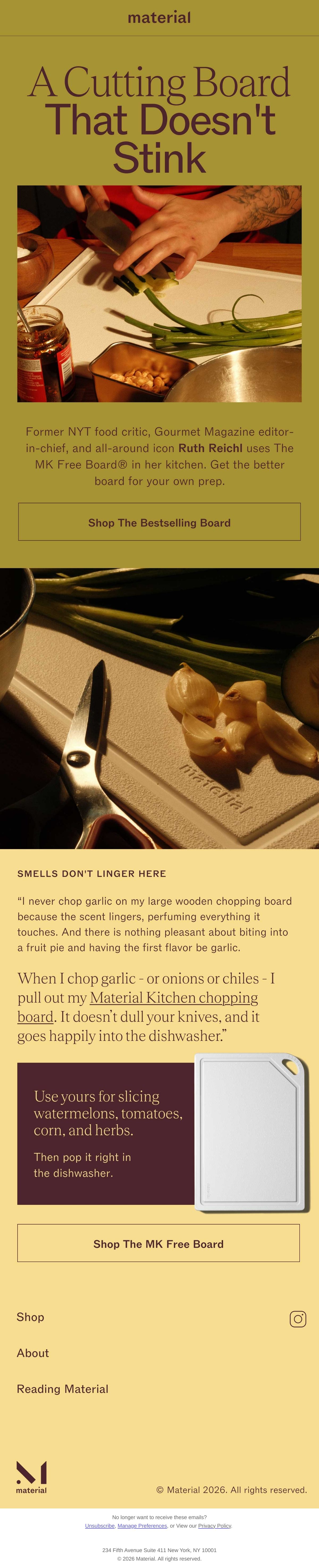Material brand storytelling email