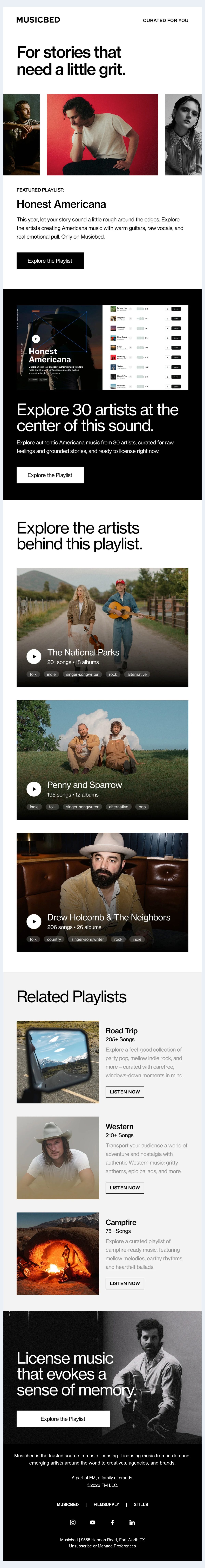 Musicbed creative concept email
