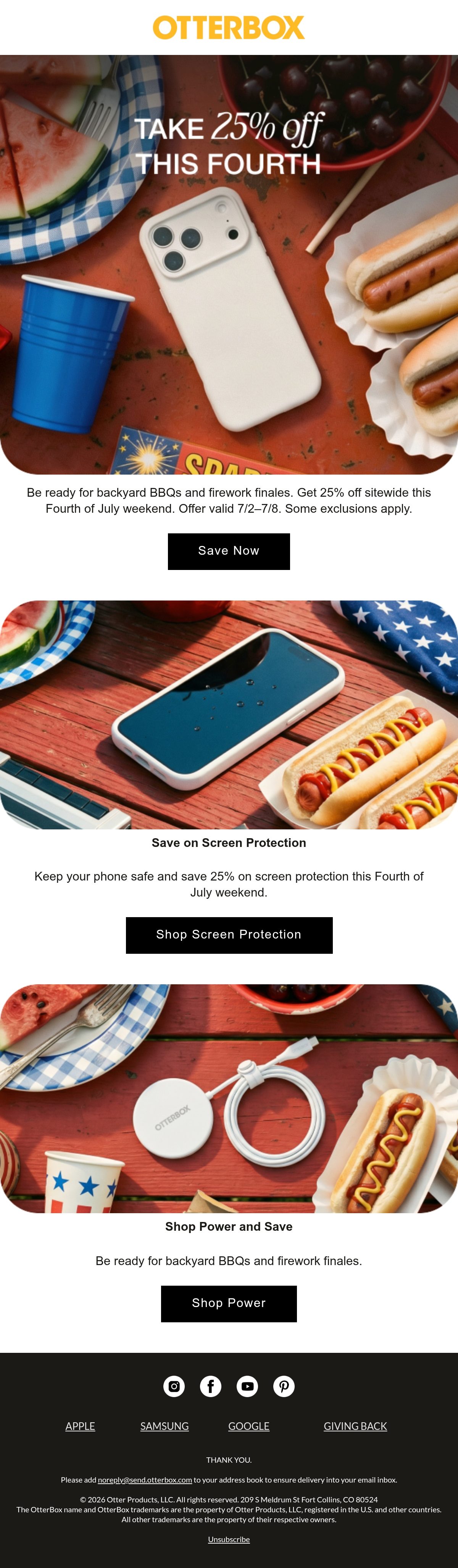 OtterBox 4th of july email