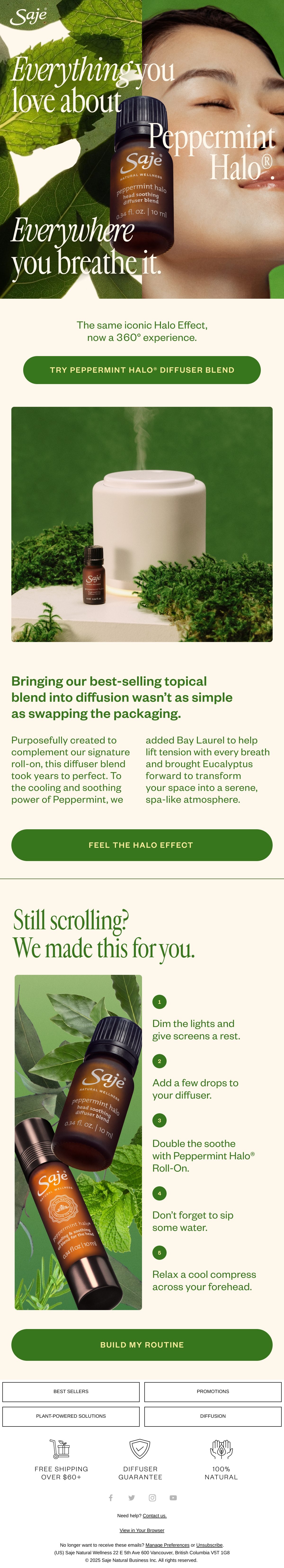 Saje Natural Wellness brand storytelling email