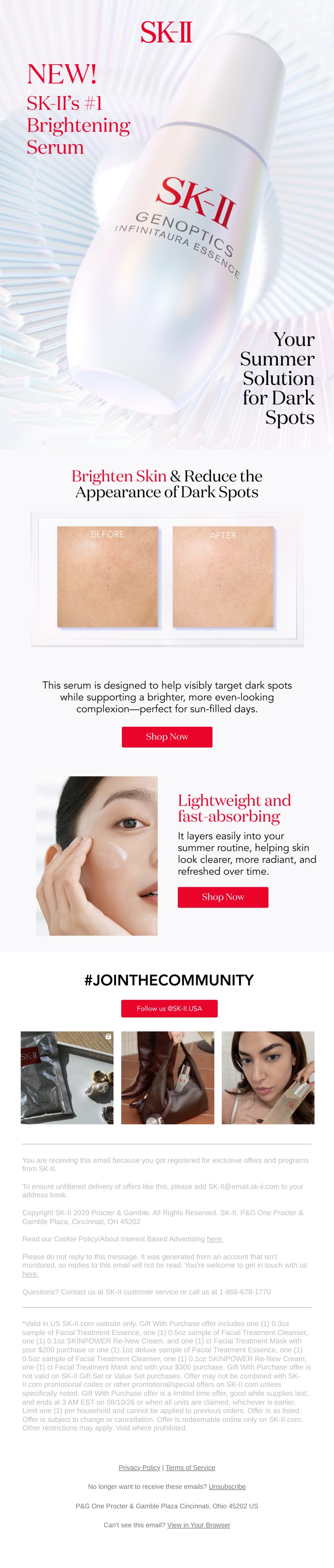 SK-II product launch email