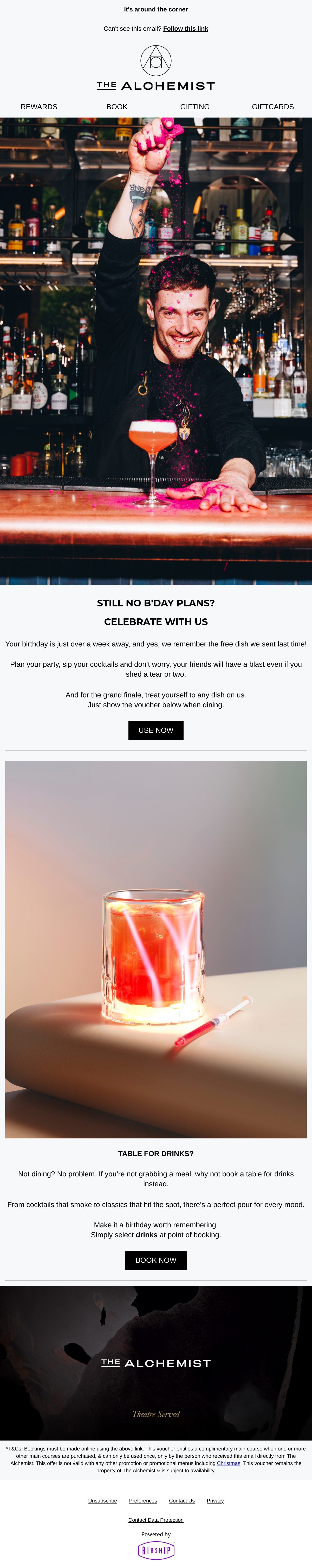 The Alchemist restaurant email