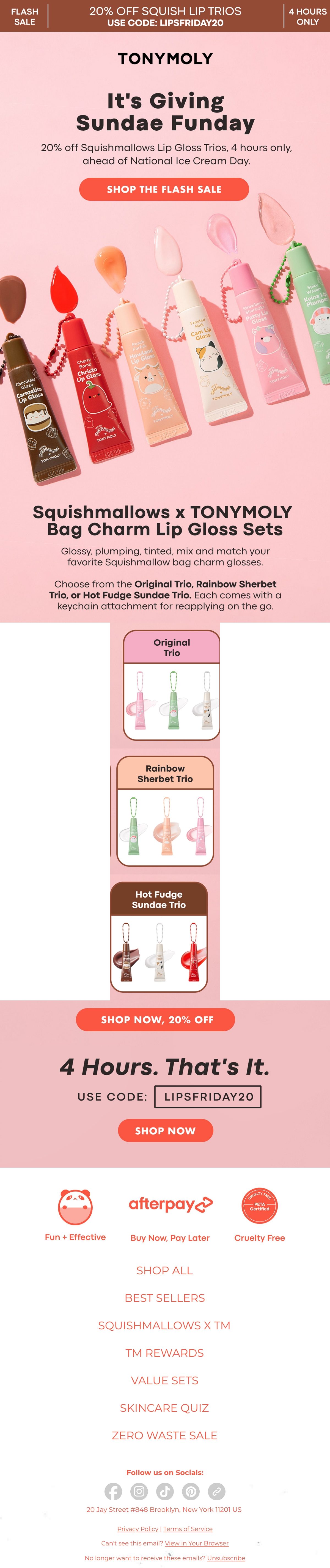TONYMOLY USA flash sale email