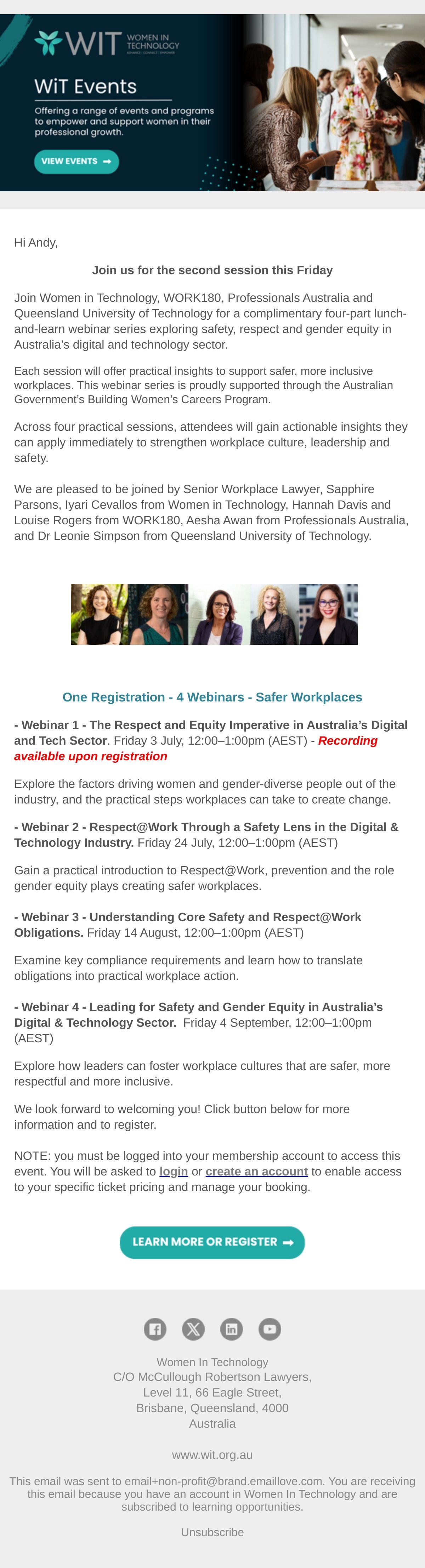 Lisa Cawthorne webinar email