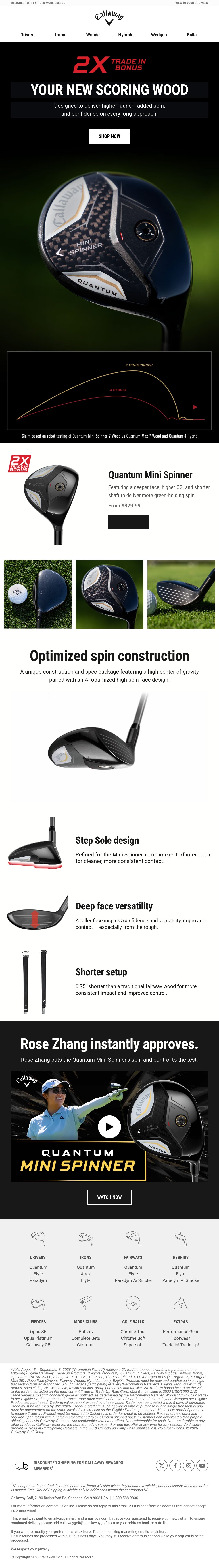 Callaway Golf golf email