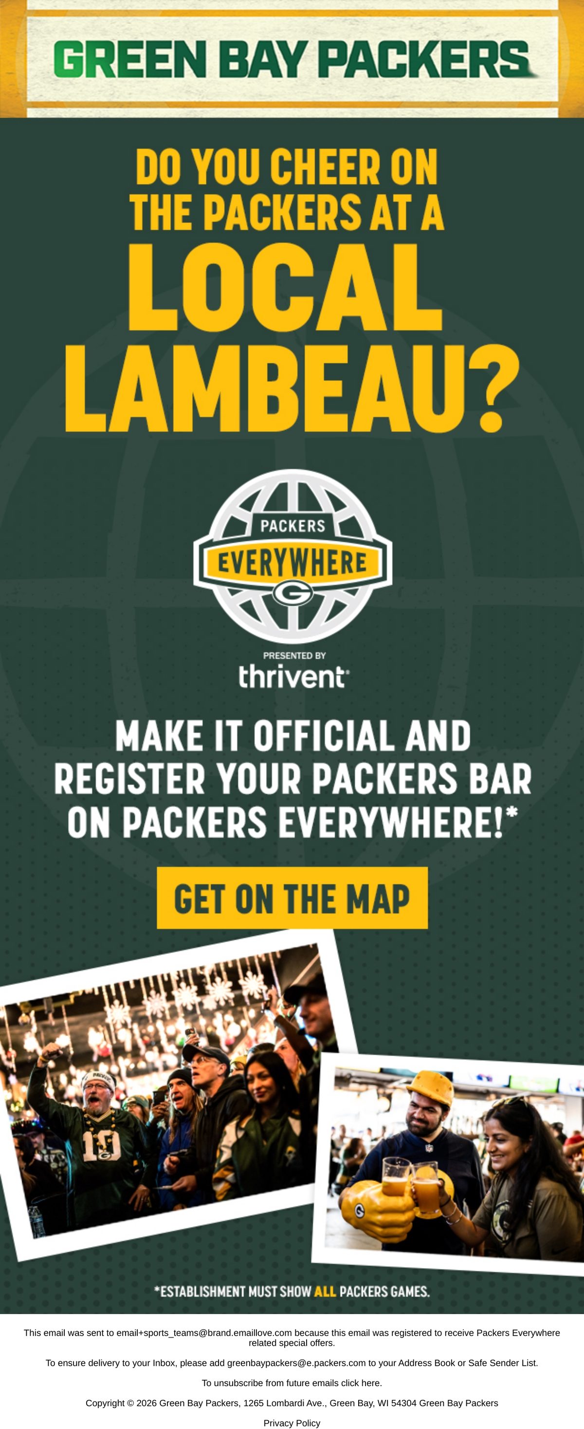 Green Bay Packers football email