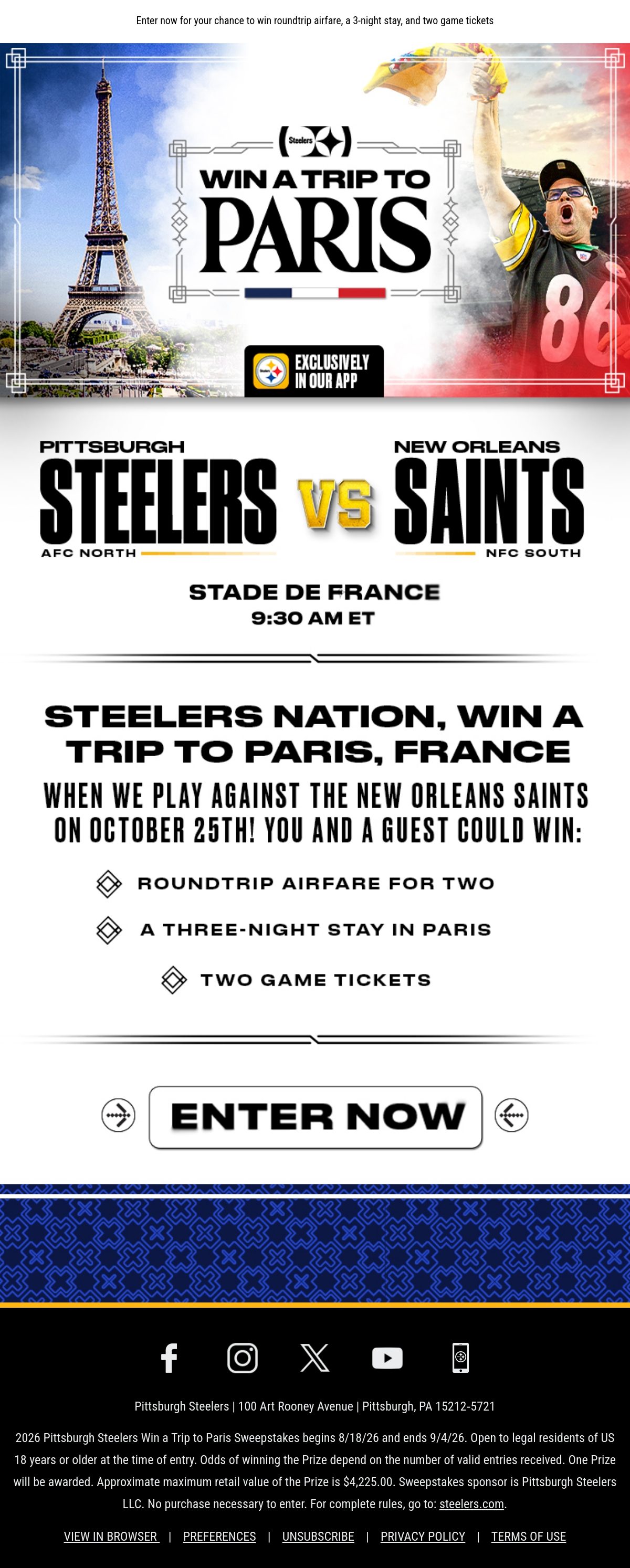 Pittsburgh Steelers football email