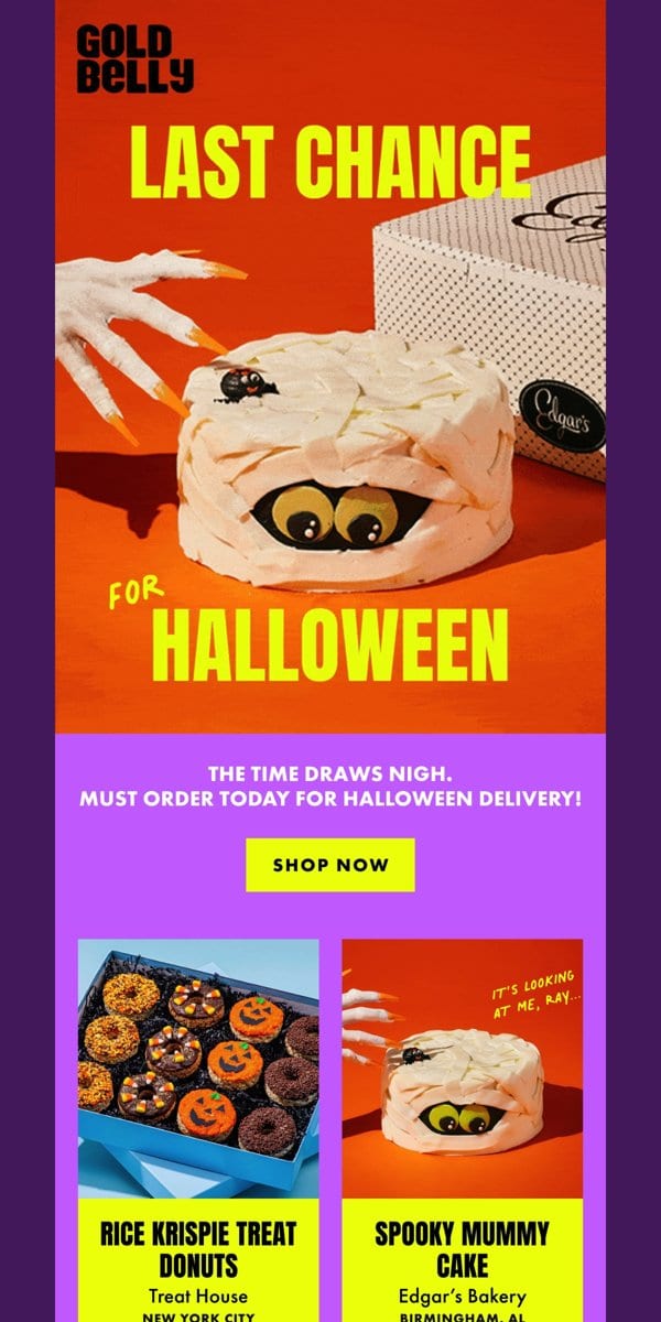 Goldbelly Halloween email: Last Chance for Halloween