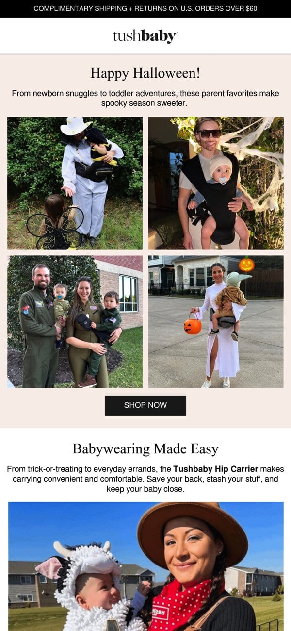 Tushbaby Halloween email: Happy Halloween customer photos
