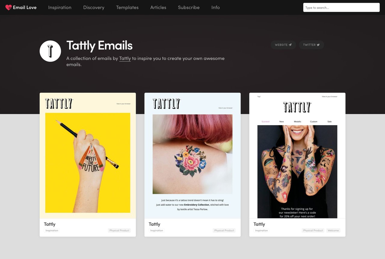 Email Love - author profile example Screenshot