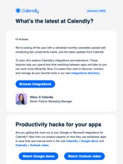 Product Updates @ Calendly Email Design
