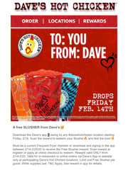 Email Inspiration from Dave's Hot Chicken