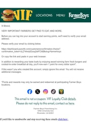 Email Inspiration from Farmer Boys Loyalty