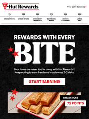 Email Inspiration from Pizza Hut Hut Rewards