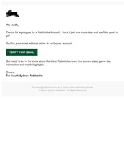 Email Inspiration from South Sydney Rabbitohs