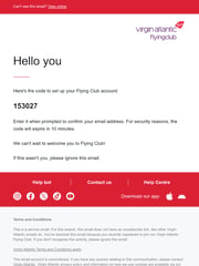 Email Inspiration from Virgin Atlantic Flying Club