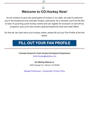 Email Inspiration from Colorado Hockey