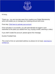 Email Inspiration from Everton Football Club