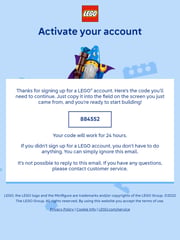 Email Inspiration from LEGO Account
