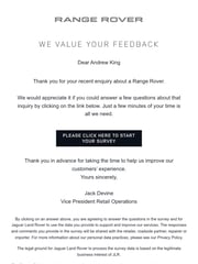 Email Inspiration from Range Rover Surveys