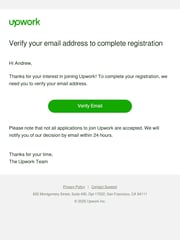 Email Inspiration from Upwork Notifications