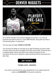 Email Inspiration from Denver Nuggets