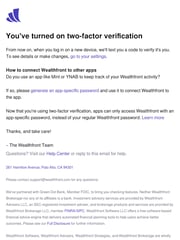 Email Inspiration from Wealthfront Client Services