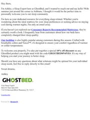 Email Inspiration from Ashley from GhostBed