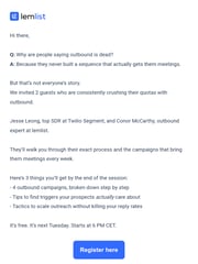 Email Inspiration from lemlist team