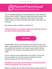 Email Inspiration from Planned Parenthood Action Fund