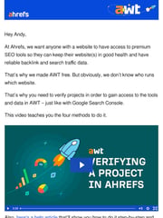 Email Inspiration from Sam from Ahrefs