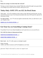 Email Inspiration from Andrew and Taron from Headphones.com