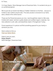 Email Inspiration from Hugo at Parachute Soho
