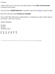 Email Inspiration from Jannina @ ELLIATT Customer Care