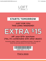 Email Inspiration from LOFT Outlet