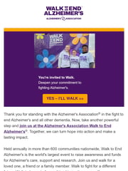 Email Inspiration from Walk to End Alzheimer's