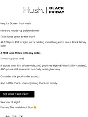 Email Inspiration from Darren from Hush Blankets