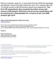 Email Inspiration from Kia America Survey Team