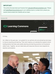 Email Inspiration from Sandra Liu Huang at Learning Commons