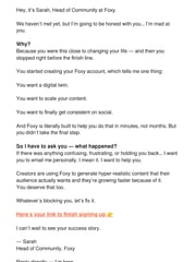 Email Inspiration from Sarah | Head of Community at Foxy