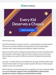 Email Inspiration from Vicki at Khan Academy