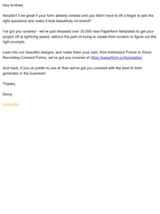 Email Inspiration from Diony from Paperform