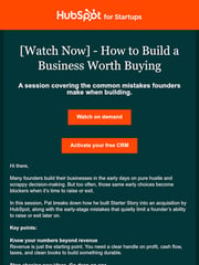 Email Inspiration from HubSpot For Startups